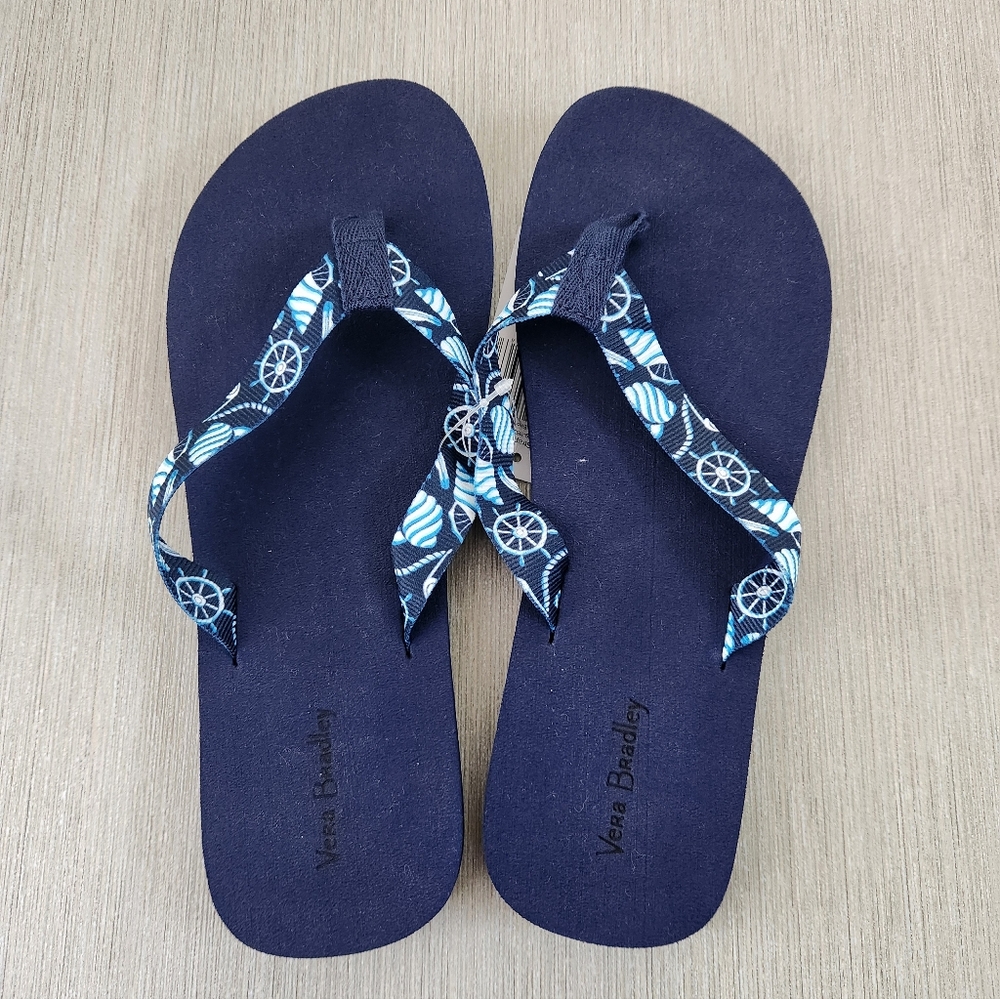 Vera Bradley Webbing Strap Flip Flops -SHORE ENOUGH -MEDIUM (7-8) **NEW
